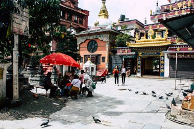 Katmandu Nepal 24 Ağustos 2018 Shree Gha Stupa tapınağın görünümünü bulunan Naghal bölgesinde sabah Kathmandu Thamel ve Durbar Meydanı arasında