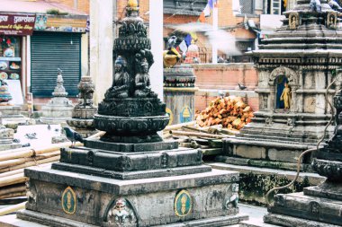 Katmandu Nepal 24 Ağustos 2018 Shree Gha Stupa tapınağın görünümünü bulunan Naghal bölgesinde sabah Kathmandu Thamel ve Durbar Meydanı arasında