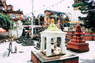 Katmandu Nepal 24 Ağustos 2018 Shree Gha Stupa tapınağın görünümünü bulunan Naghal bölgesinde sabah Kathmandu Thamel ve Durbar Meydanı arasında