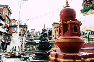 Katmandu Nepal 24 Ağustos 2018 Shree Gha Stupa tapınağın görünümünü bulunan Naghal bölgesinde sabah Kathmandu Thamel ve Durbar Meydanı arasında