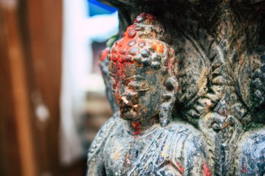 Katmandu Nepal 24 Ağustos 2018 Shree Gha Stupa tapınağın görünümünü bulunan Naghal bölgesinde sabah Kathmandu Thamel ve Durbar Meydanı arasında