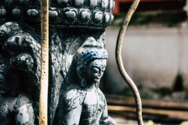 Katmandu Nepal 24 Ağustos 2018 Shree Gha Stupa tapınağın görünümünü bulunan Naghal bölgesinde sabah Kathmandu Thamel ve Durbar Meydanı arasında