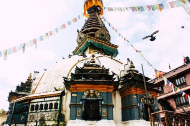 Katmandu Nepal 24 Ağustos 2018 Shree Gha Stupa tapınağın görünümünü bulunan Naghal bölgesinde sabah Kathmandu Thamel ve Durbar Meydanı arasında
