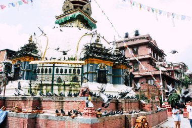 Katmandu Nepal 24 Ağustos 2018 Shree Gha Stupa tapınağın görünümünü bulunan Naghal bölgesinde sabah Kathmandu Thamel ve Durbar Meydanı arasında