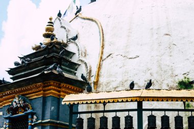 Katmandu Nepal 24 Ağustos 2018 Shree Gha Stupa tapınağın görünümünü bulunan Naghal bölgesinde sabah Kathmandu Thamel ve Durbar Meydanı arasında