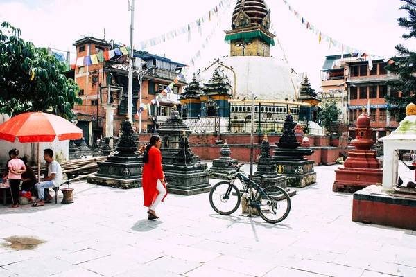 Katmandu Nepál 2018 Augusztus Tekintettel Shree Gha Sztúpa Templom Található — Stock Fotó