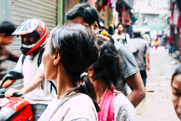 Kathmandu Nepal Augustus 2018 Weergave Van Onbekenden Mensen Lopen Naghal — Stockfoto