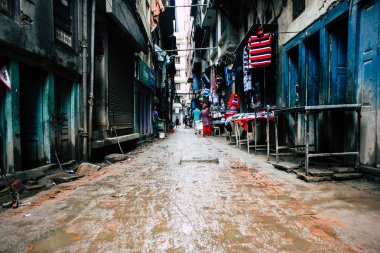 Katmandu Nepal 24 Ağustos 2018 Durbar sokakta Naghal District Kathmandu sabah yürüyüş bilinmeyenli insan görünümü