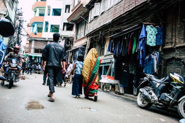 Katmandu Nepal 24 Ağustos 2018 Durbar sokakta Naghal District Kathmandu sabah yürüyüş bilinmeyenli insan görünümü