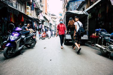 Katmandu Nepal 24 Ağustos 2018 Durbar sokakta Naghal District Kathmandu sabah yürüyüş bilinmeyenli insan görünümü