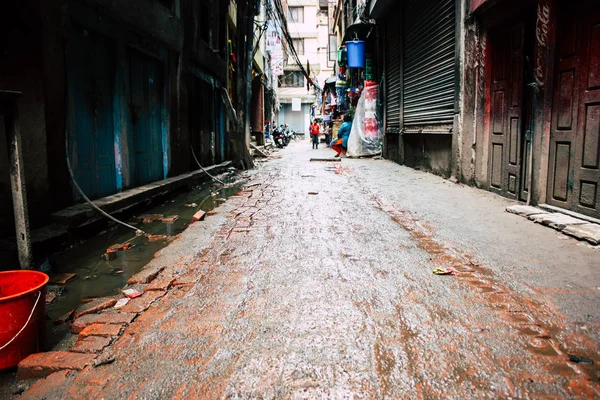 Kathmandu Nepal Augusti 2018 Visa Okända Människor Vandrar Durbar Gatan — Stockfoto