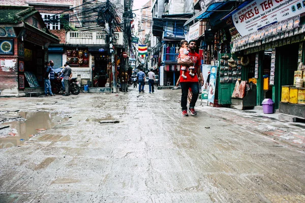 Kathmandu Nepal Agosto 2018 Vista Pessoas Desconhecidas Andando Rua Durbar — Fotografia de Stock