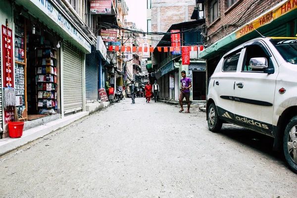 Katmandu Nepal Ağustos 2018 Katmandu Thamel Sokakta Akşamları Bilinmeyenli Nepalce — Stok fotoğraf