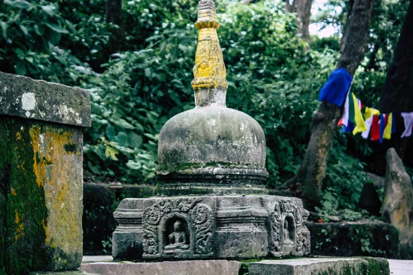 Kathmandu Nepal Agosto 2018 Vista Templo Localizado Parte Inferior Templo — Fotografia de Stock