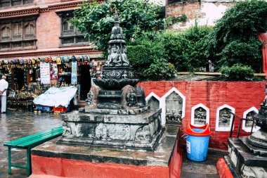 Katmandu Nepal 23 Ağustos 2018 tapınağın görünümünü akşam üst kısmında Swayambhunath alan Kathmandu maymun tapınakta bulunan
