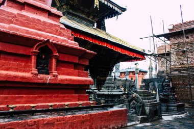 Katmandu Nepal 23 Ağustos 2018 tapınağın görünümünü akşam üst kısmında Swayambhunath alan Kathmandu maymun tapınakta bulunan