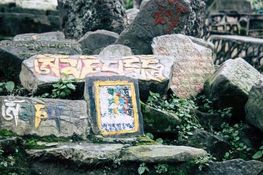 Katmandu Nepal 23 Ağustos 2018 tapınağın görünümünü akşam üst kısmında Swayambhunath alan Kathmandu maymun tapınakta bulunan