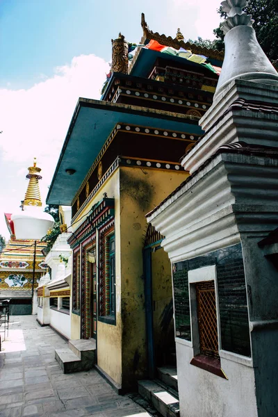 Kathmandu Nepal Agosto 2018 Vista Templo Localizado Parte Inferior Templo — Fotografia de Stock