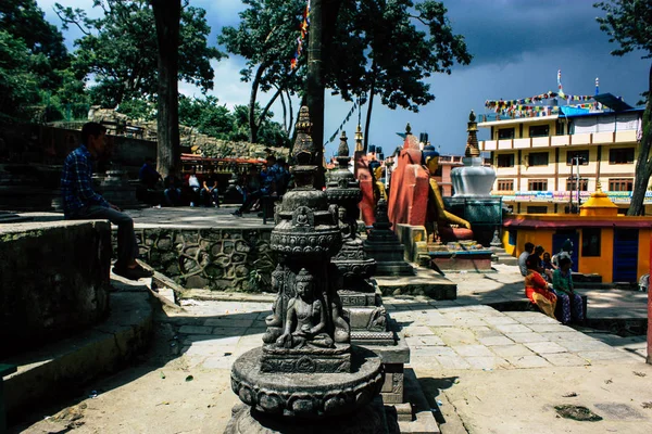 Kathmandu Nepál Srpna 2018 Pohled Chrám Nachází Spodní Části Opičího — Stock fotografie