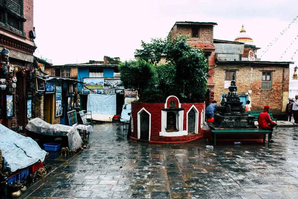 Katmandu Nepál 2018 Augusztus Tekintettel Templom Tetején Monkey Temple Swayambhunath — Stock Fotó