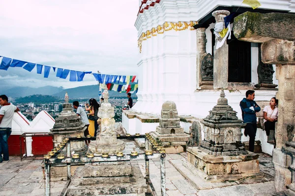 Katmandu Nepál 2018 Augusztus Tekintettel Templom Tetején Monkey Temple Swayambhunath — Stock Fotó