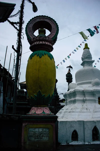 Kathmandu Nepal Sierpień 2018 Widok Świątyni Znajduje Się Górnej Części — Zdjęcie stockowe