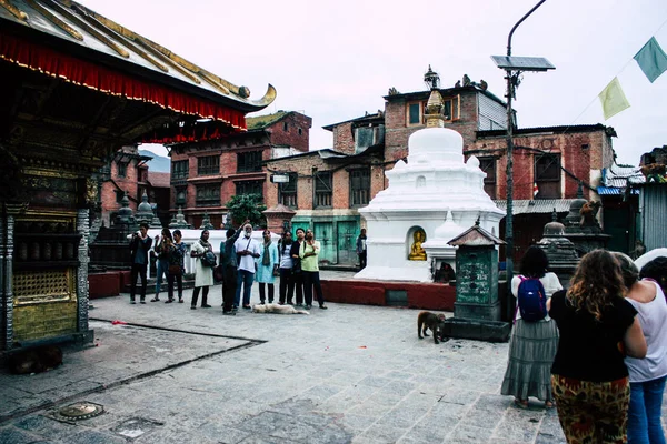 Kathmandu Nepal August 2018 View Unknowns Tourist Visiting Monkey Temple — Stock Photo, Image