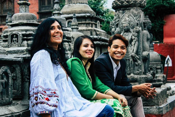 Katmandou Népal Août 2018 Vue Inconnus Touristes Visitant Temple Des — Photo