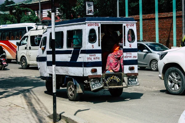 Kathmandu Nepal Agosto 2018 Vista Kathmandu Tuk Tuk Rua Distrito — Fotografia de Stock