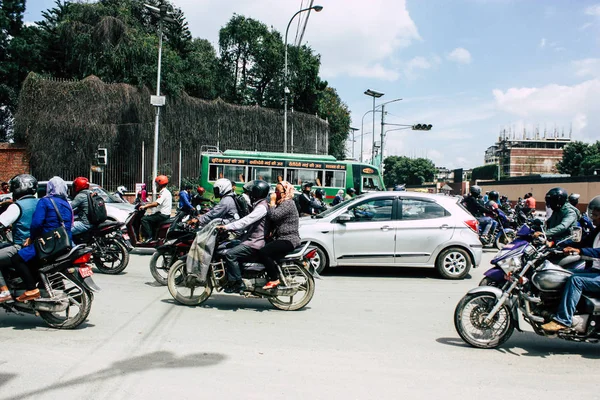 Kathmandu Nepal August 2018 View Traffic Jam Street Thamel District — Stock Photo, Image