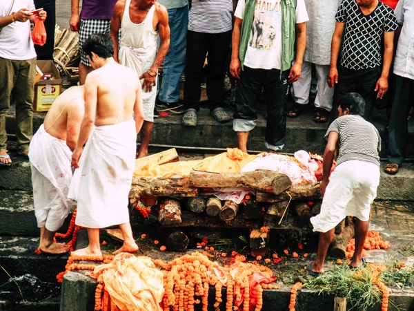 Katmandu Nepal Ağustos 2018 Bilinmeyen Hindu Dini Bir Tören Katılan — Stok fotoğraf