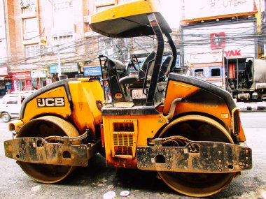 Katmandu Nepal 27 Ağustos 2018 Katmandu Thamel bölgesinde akşam yol inşaat alanında görünümünü