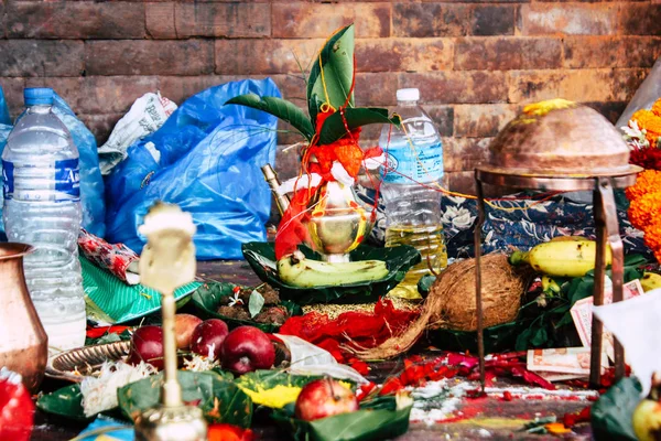 Kathmandu Nepál Augusztus 2018 Ban Közelkép Vallási Ünnepség Reggel Pashupatinath — Stock Fotó