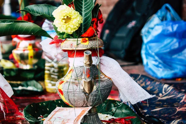 Kathmandu Nepal Agosto 2018 Primo Piano Vari Oggetti Una Cerimonia — Foto Stock