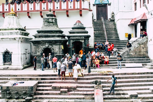Kathmandu Nepal Augustus 2018 Weergave Van Onbekenden Hindoe Mensen Het — Stockfoto