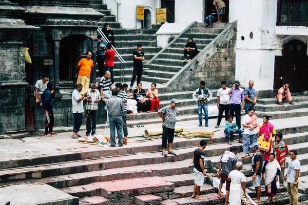 Kathmandu Nepál Augusztus 2018 Ismeretlen Hindu Emberek Részt Egy Vallási — Stock Fotó