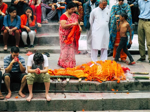 Katmandu Nepal Ağustos 2018 Dini Bir Tören Katılıyor Bir Ceset — Stok fotoğraf