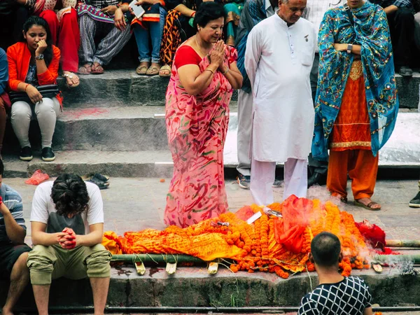 Katmandu Nepal Ağustos 2018 Dini Bir Tören Katılıyor Bir Ceset — Stok fotoğraf