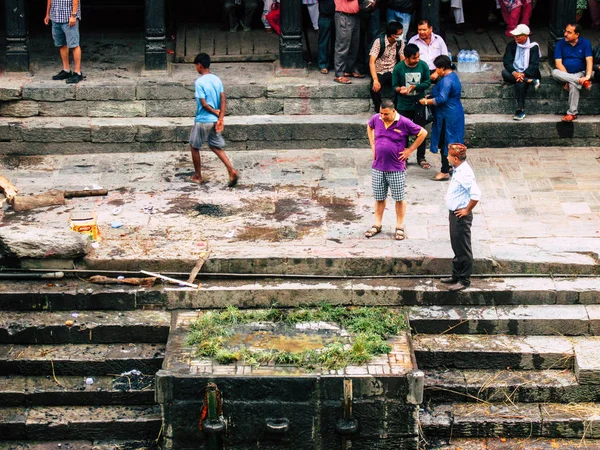 Kathmandu Nepal Agosto 2018 Veduta Persone Indù Sconosciute Che Preparano — Foto Stock