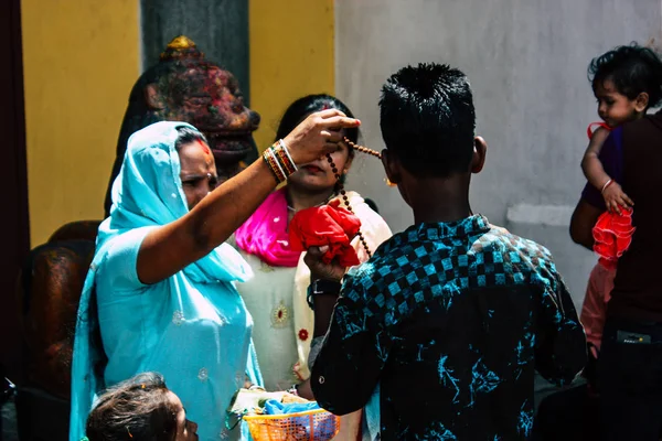 Katmandú Nepal Agosto 2018 Vista Las Incógnitas Los Hindúes Visitan — Foto de Stock