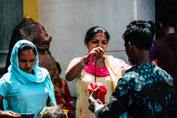 Kathmandu Nepal Augusti 2018 Visa Okända Hinduiska Personer Som Besöker — Stockfoto