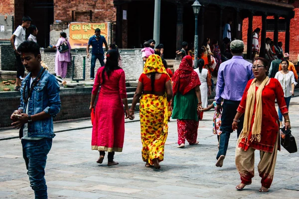 Kathmandu Nepal Augustus 2018 Weergave Van Onbekenden Hindoe Mensen Bezoeken — Stockfoto