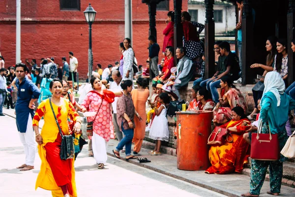 Kathmandu Nepal Augusti 2018 Visa Okända Hinduiska Personer Som Besöker — Stockfoto