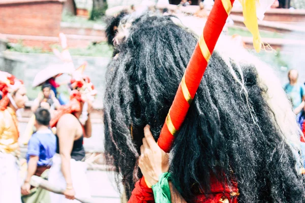 Kathmandu Nepal Agosto 2018 Vista Pessoas Desconhecidas Hindus Participando Uma — Fotografia de Stock