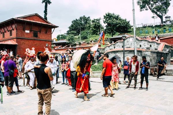 Kathmandu Nepál Augusztus 2018 Ismeretlen Hindu Emberek Részt Vett Egy — Stock Fotó