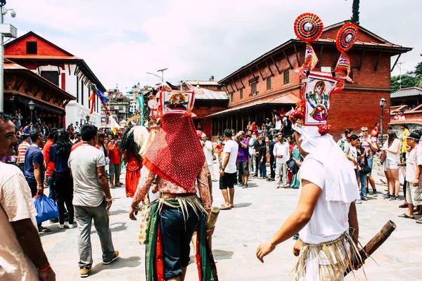 Kathmandu Nepál Augusztus 2018 Ismeretlen Hindu Emberek Részt Vett Egy — Stock Fotó