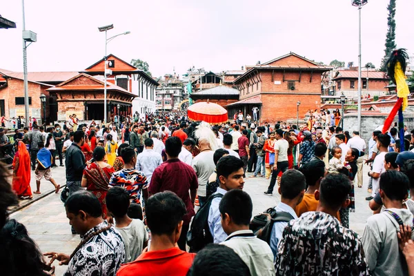 Katmandou Népal Août 2018 Vue Inconnus Des Hindous Assistent Une — Photo