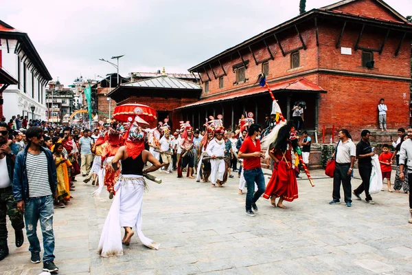 Katmandou Népal Août 2018 Vue Inconnus Des Hindous Assistent Une — Photo