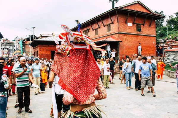 Катманду Непал Серпня 2018 Подання Невідомих Індуїстських Людей Які Відвідують — стокове фото