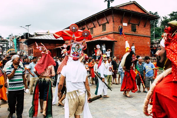 Kathmandu Nepal Agosto 2018 Vista Pessoas Desconhecidas Hindus Participando Uma — Fotografia de Stock